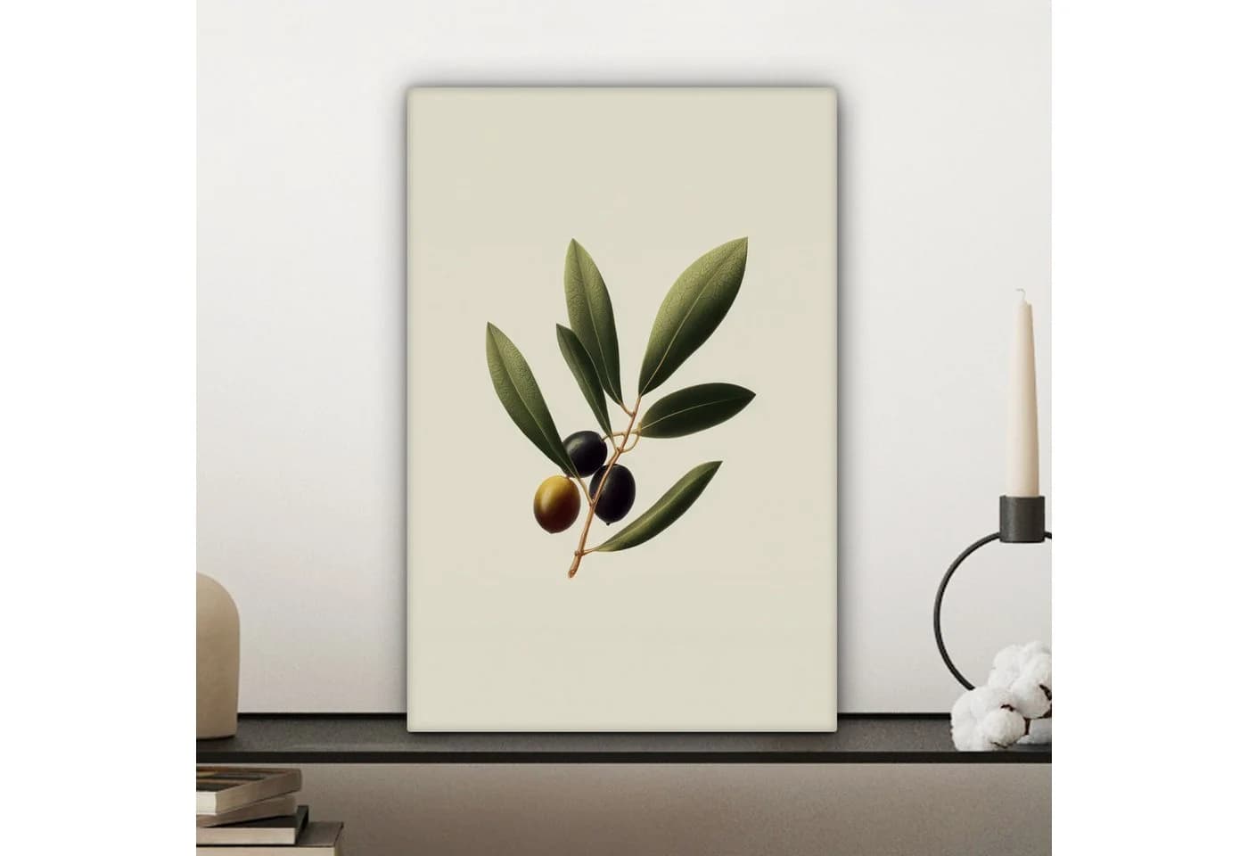 OneMillionCanvasses® Leinwandbild Olivenzweig Grün Schwarz 20x30 cm - Bild 4