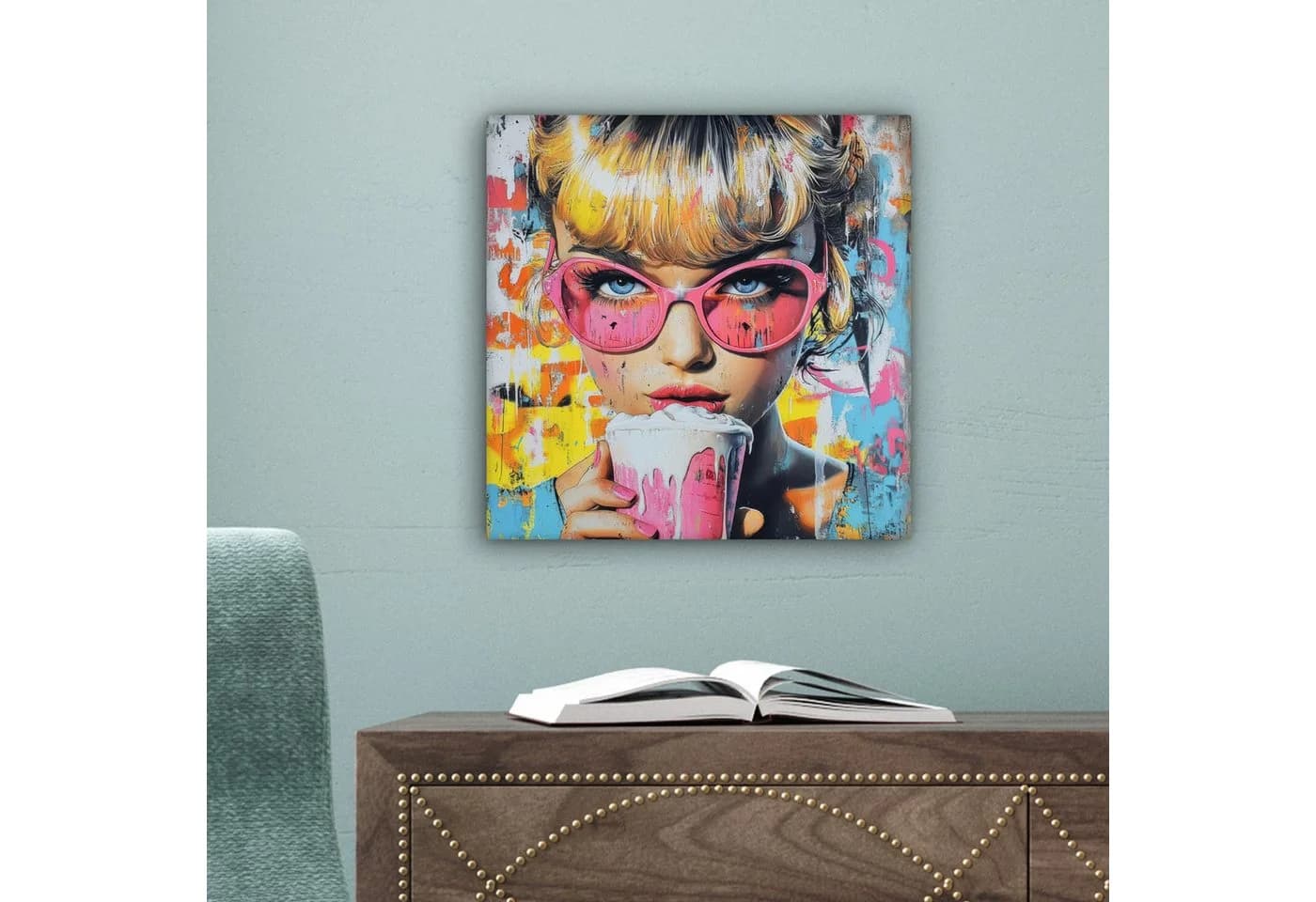 OneMillionCanvasses® Leinwandbild Frau Milchshake Bunt Modern - Bild 5