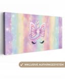 OneMillionCanvasses® Leinwandbild Panorama Einhorn Glitzer Regenbogen Pastell Bild 2