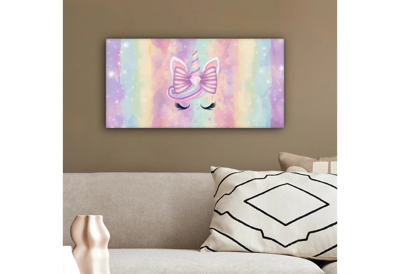 OneMillionCanvasses® Leinwandbild Panorama Einhorn Glitzer Regenbogen Pastell - Bild 4