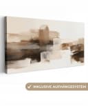OneMillionCanvasses® Leinwandbild Panorama Abstrakt Braun Grau Weiss Bild 2
