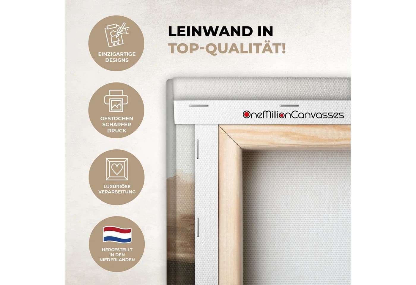 OneMillionCanvasses® Leinwandbild Panorama Abstrakt Braun Grau Weiss - Bild 3