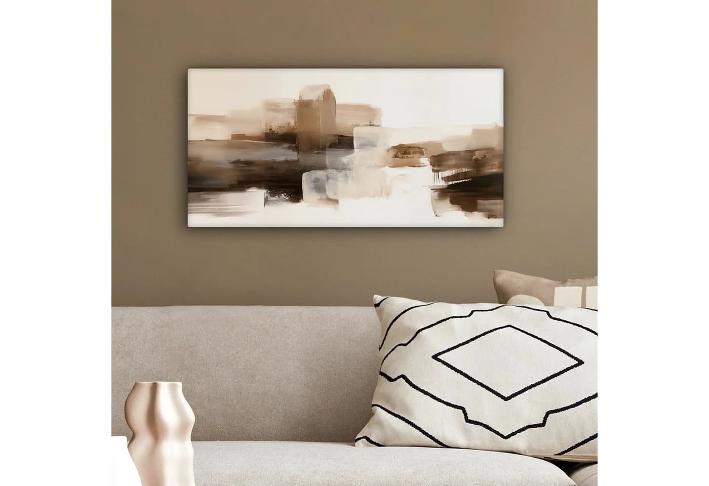 OneMillionCanvasses® Leinwandbild Panorama Abstrakt Braun Grau Weiss - Bild 4