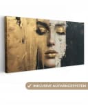 OneMillionCanvasses® Leinwandbild Panorama Abstrakt Gold Gesicht Bild 2