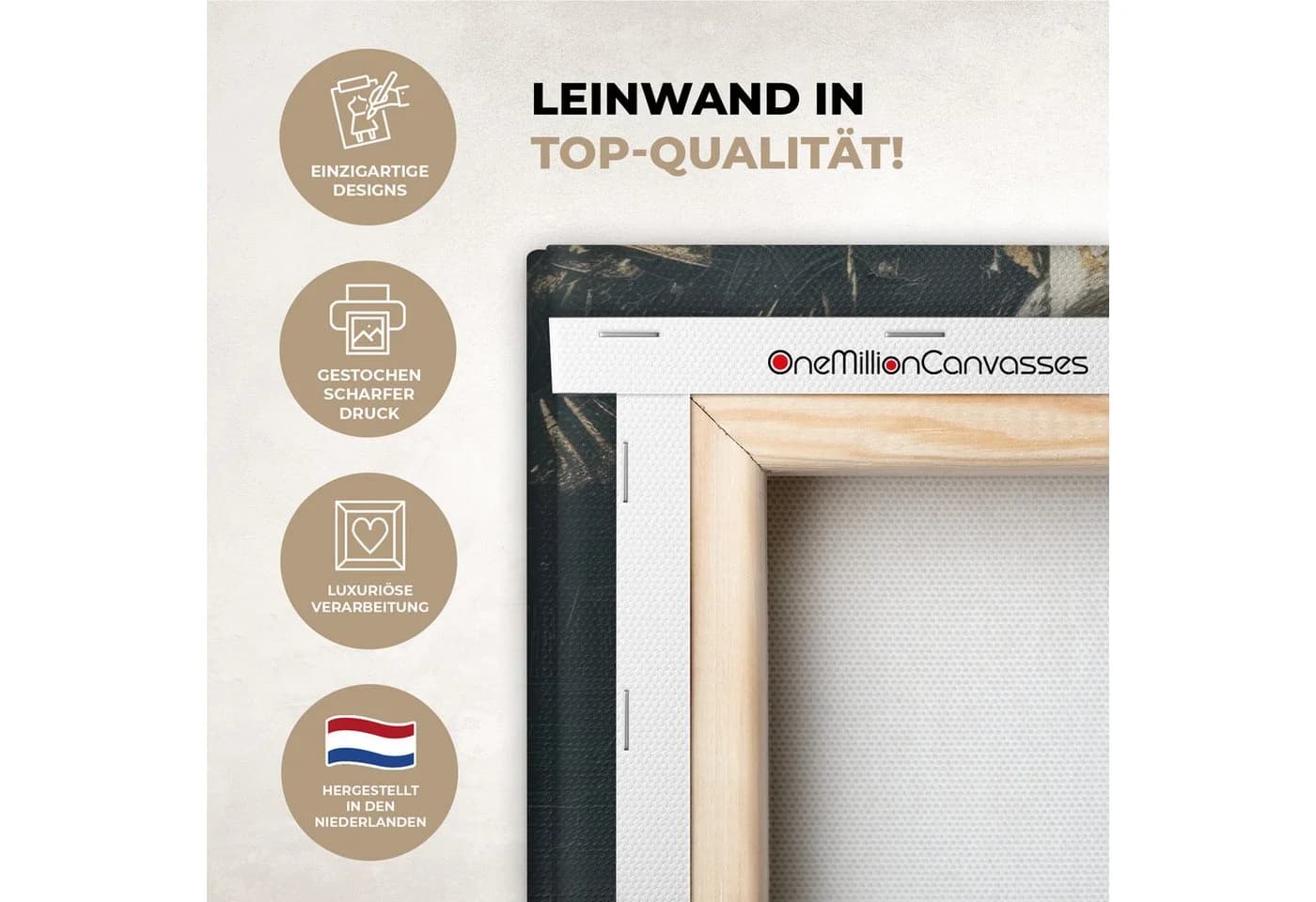 OneMillionCanvasses® Leinwandbild Panorama Abstrakt Gold Gesicht - Bild 3