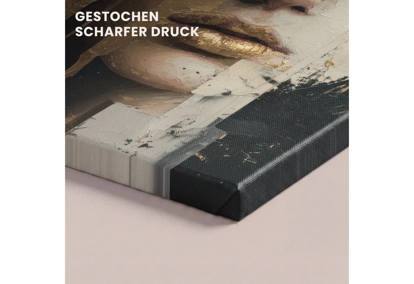 OneMillionCanvasses® Leinwandbild Abstrakt Gold Gesicht Lippen - Bild 3