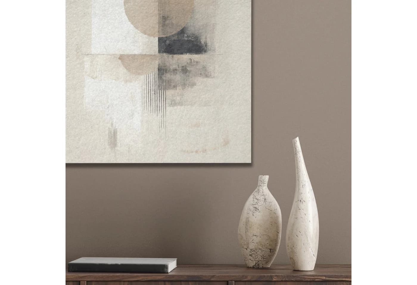 MuchoWow Akustikbild Kreis Beige Grau PET-Filz Wandpaneel - Bild 4