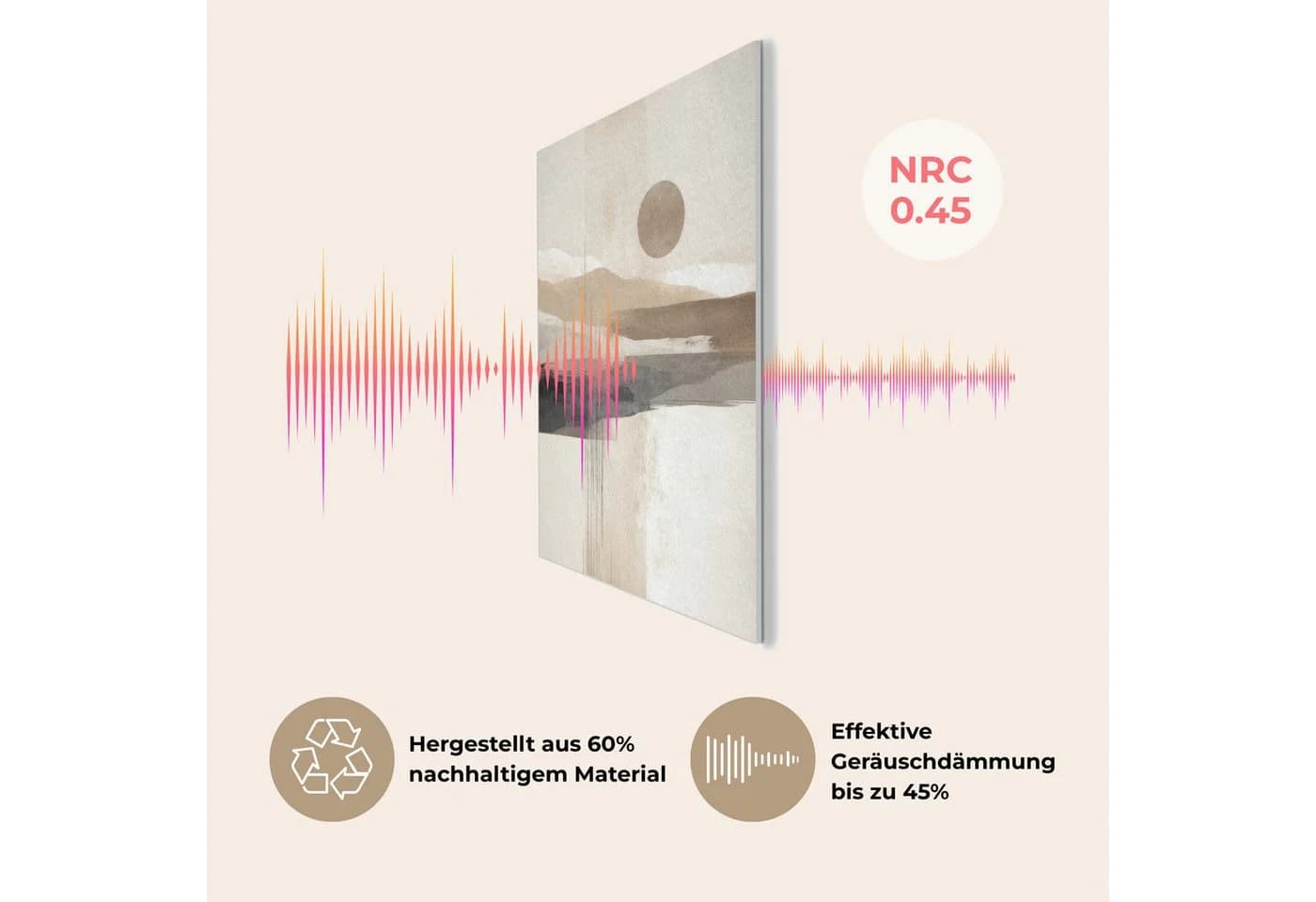 MuchoWow Akustikbild Minimalistisch Beige PET-Filz - Bild 5