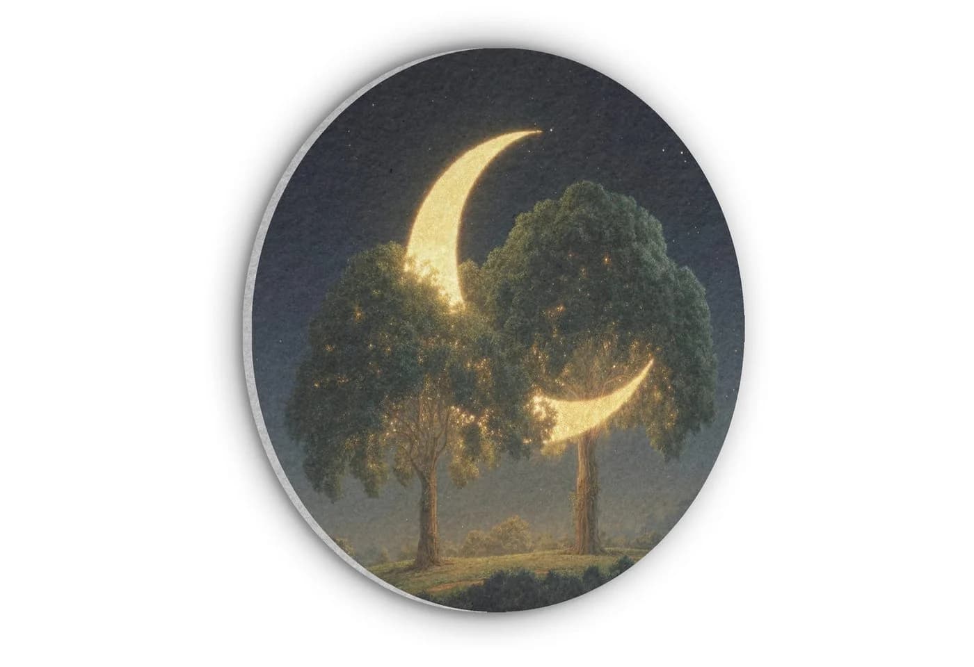 MuchoWow Akustikbild Mond Bäume 30x30 cm PET-Filz - Bild 2