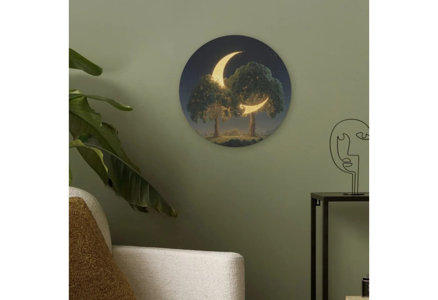 MuchoWow Akustikbild Mond Bäume 30x30 cm PET-Filz - Bild 3