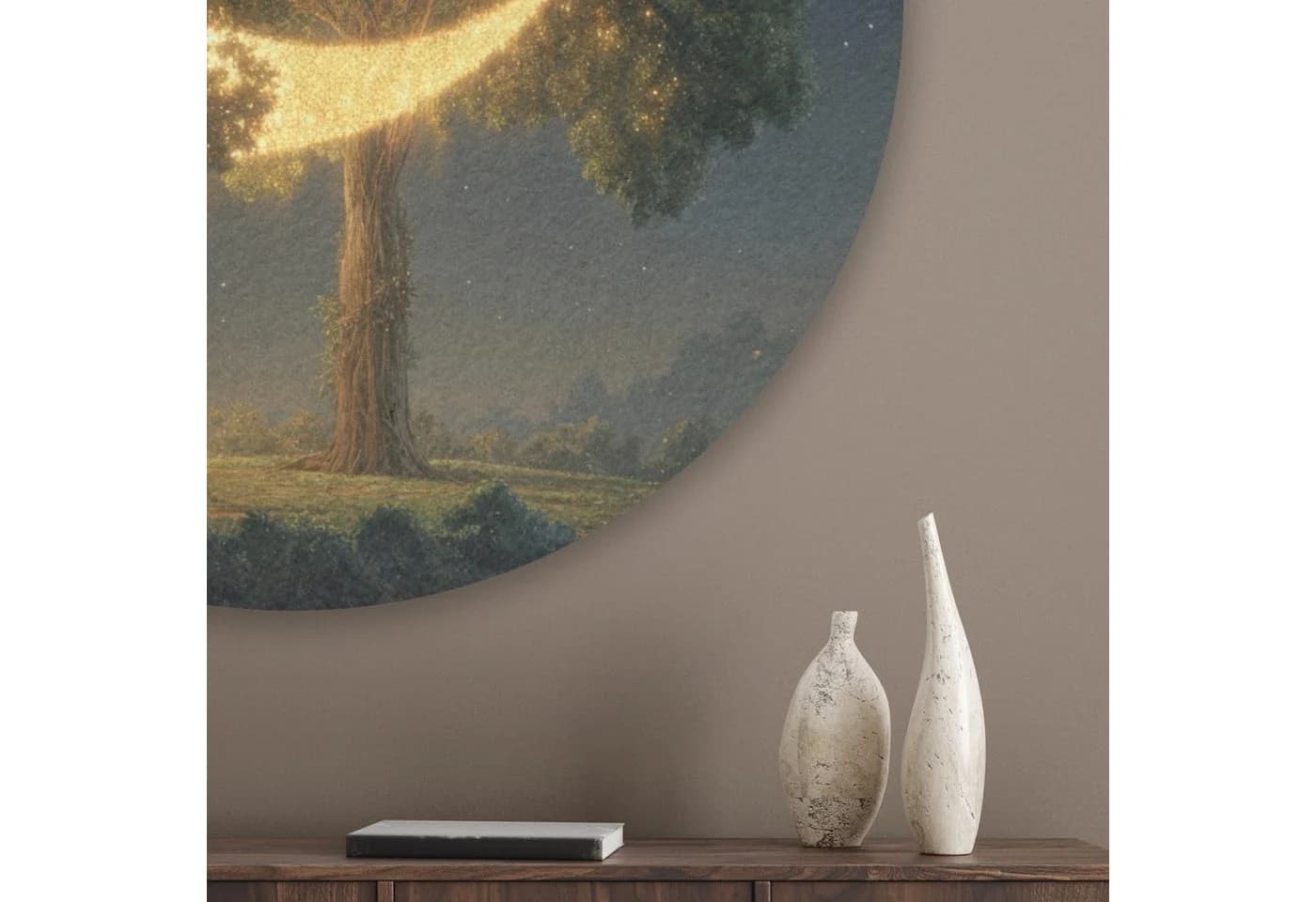 MuchoWow Akustikbild Mond Bäume 30x30 cm PET-Filz - Bild 4