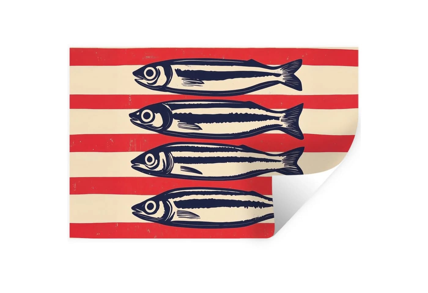 MuchoWow Wandsticker Sardinen Rot Beige Schwarz Selbstklebend - Bild 2