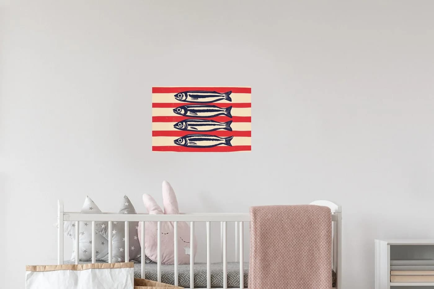 MuchoWow Wandsticker Sardinen Rot Beige Schwarz Selbstklebend - Bild 5