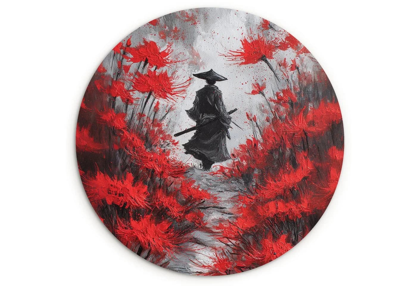 MuchoWow Rundes Wandbild Rote Blumen Neblig Forex 30x30 cm - Bild 2
