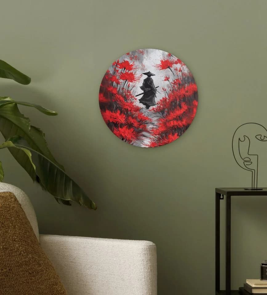 MuchoWow Rundes Wandbild Rote Blumen Neblig Forex 30x30 cm - Bild 3