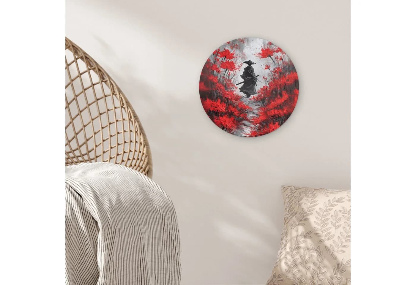 MuchoWow Rundes Wandbild Rote Blumen Neblig Forex 30x30 cm - Bild 4
