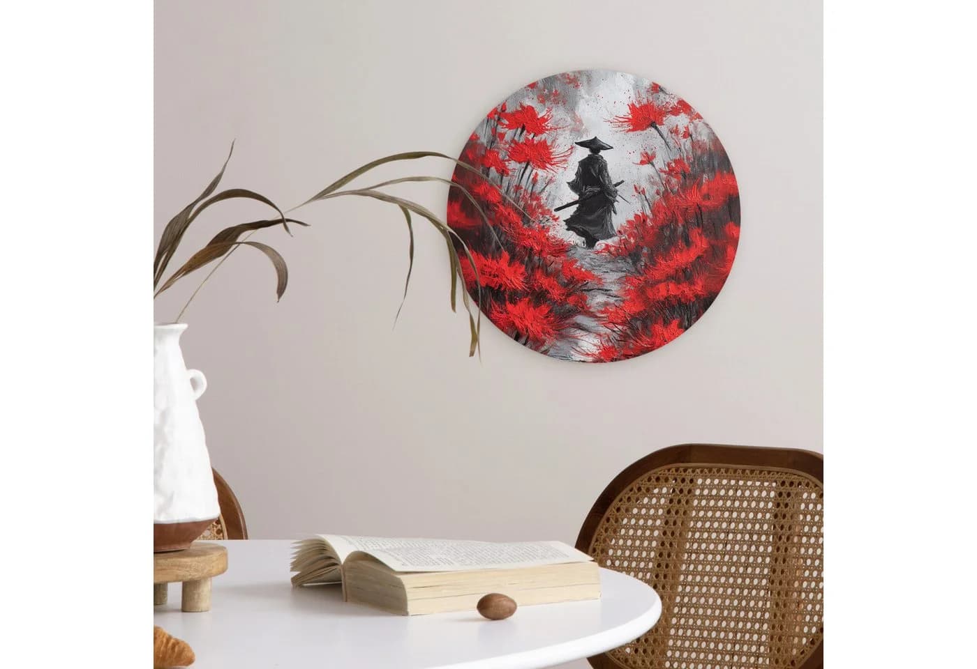 MuchoWow Rundes Wandbild Rote Blumen Neblig Forex 30x30 cm - Bild 5