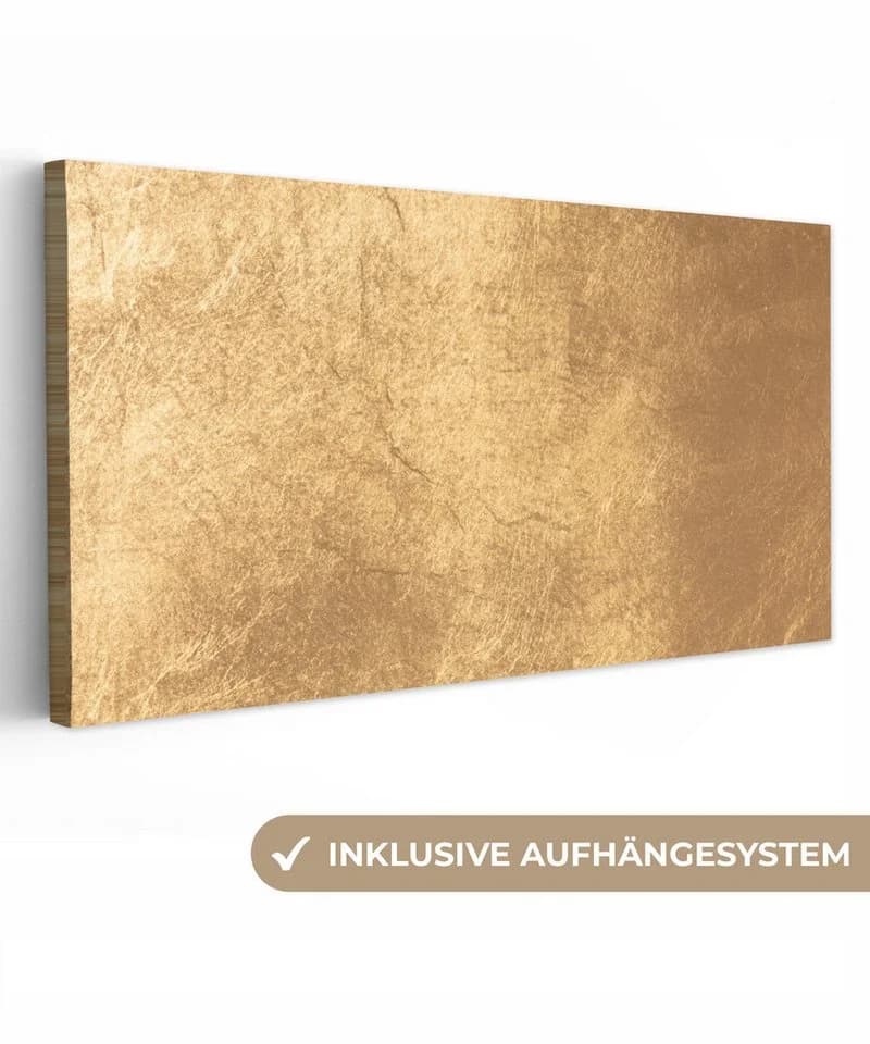 OneMillionCanvasses® Leinwandbild Panorama Licht fällt auf eine goldene Wand - Bild 2