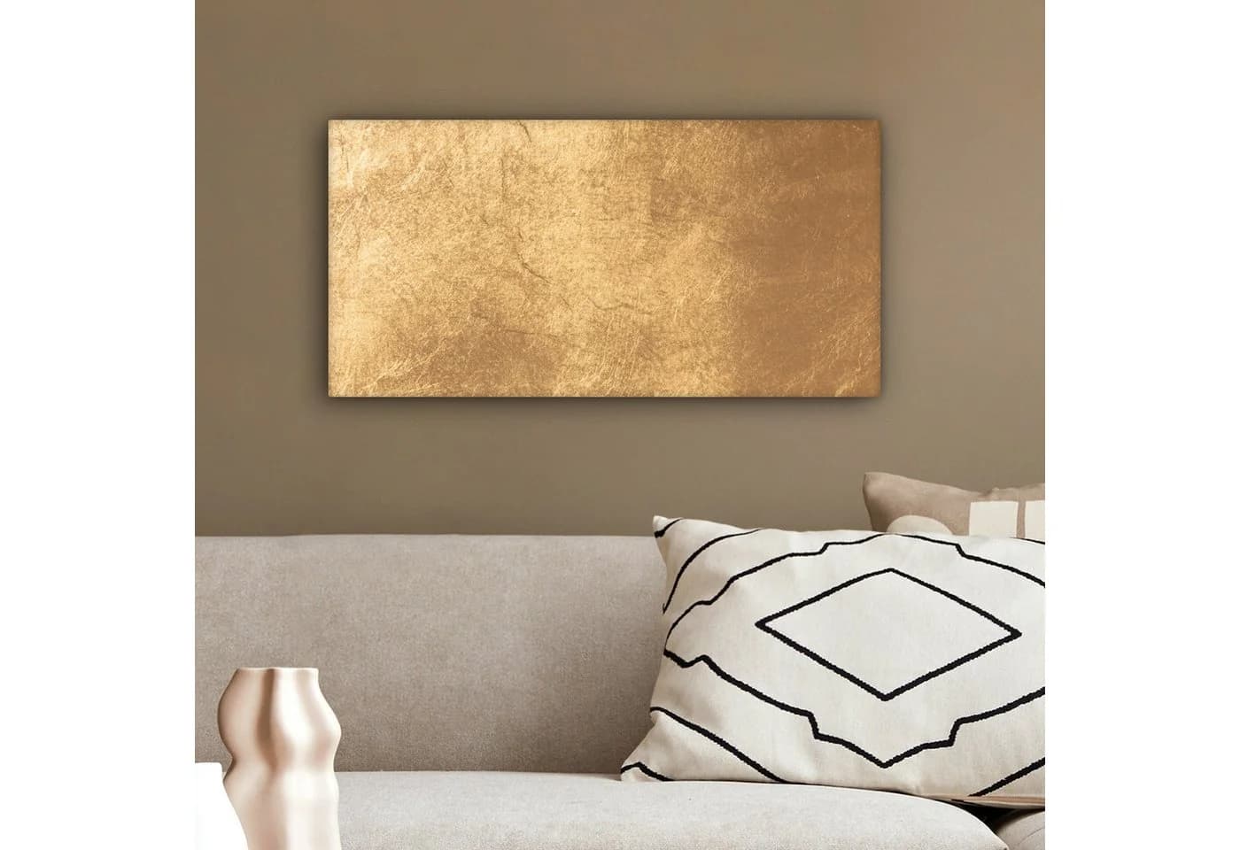 OneMillionCanvasses® Leinwandbild Panorama Licht fällt auf eine goldene Wand - Bild 4