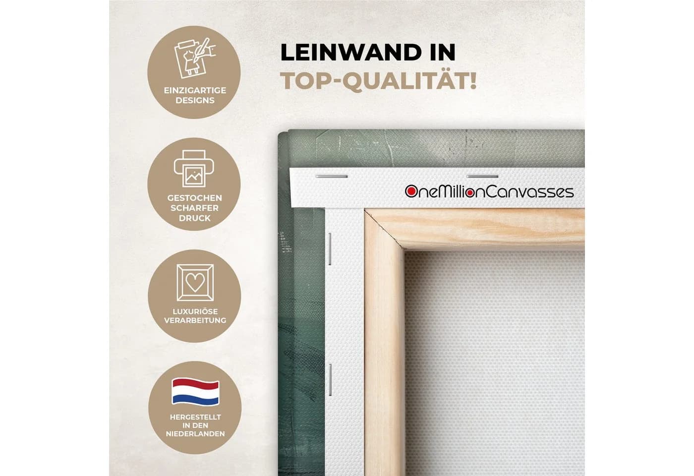 OneMillionCanvasses® Leinwandbild Panorama Grün - Modern - Abstrakt - Gold - Bild 3