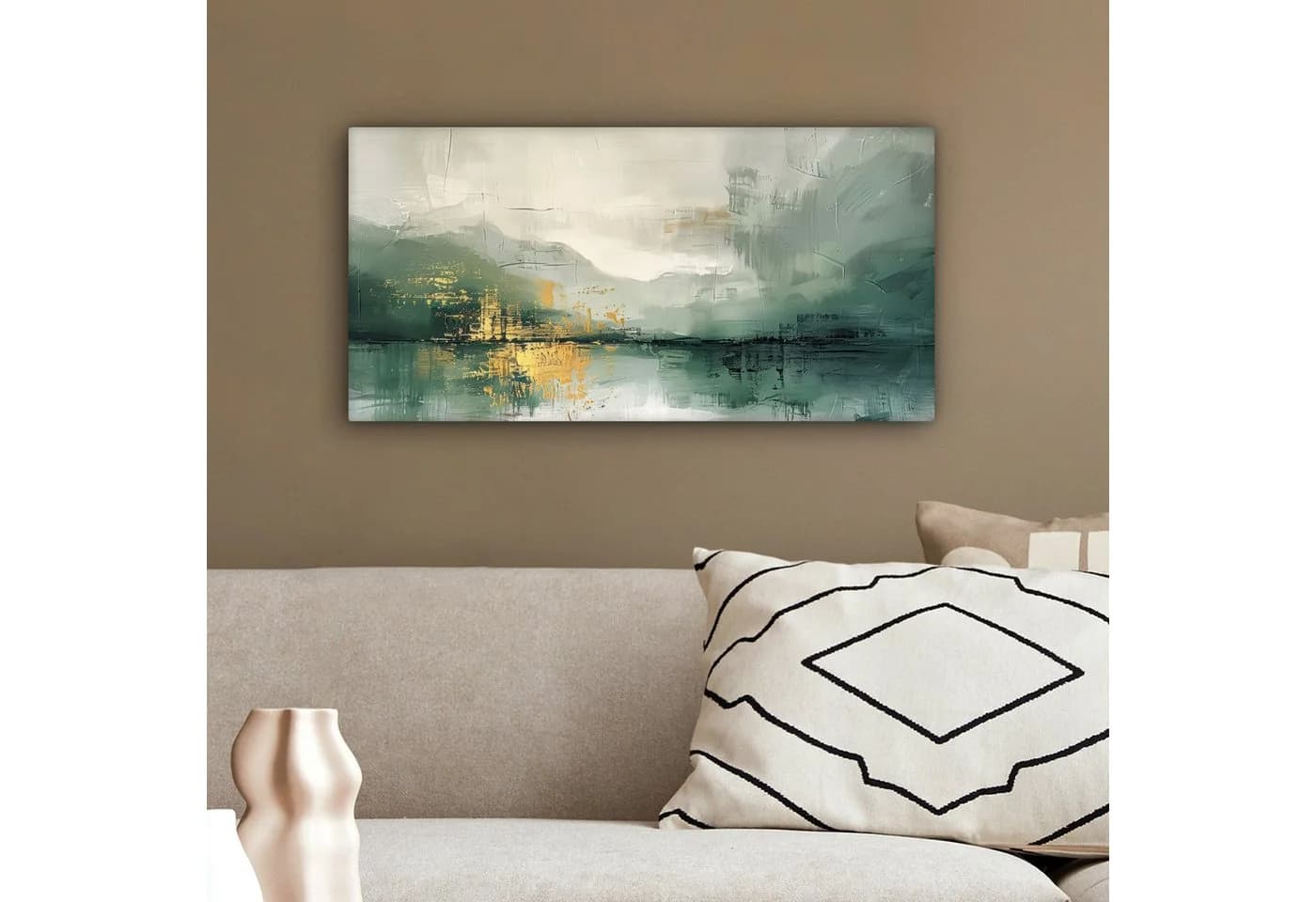 OneMillionCanvasses® Leinwandbild Panorama Grün - Modern - Abstrakt - Gold - Bild 4