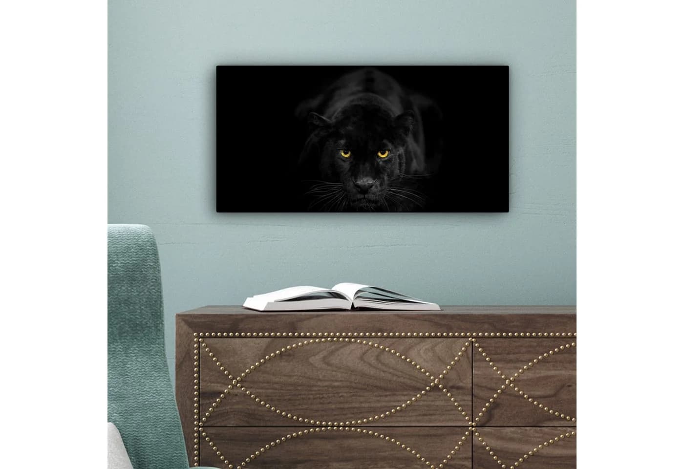 OneMillionCanvasses® Leinwandbild Panorama Panther Fotodruck - Bild 5