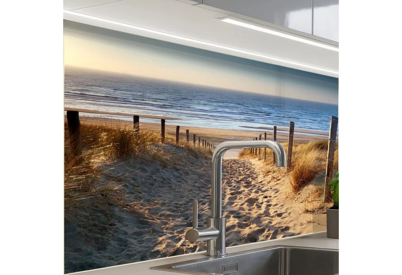 KitchenYeah Küchenrückwand selbstklebend Strand Meer Niederlande Dünen Sonne - Bild 2