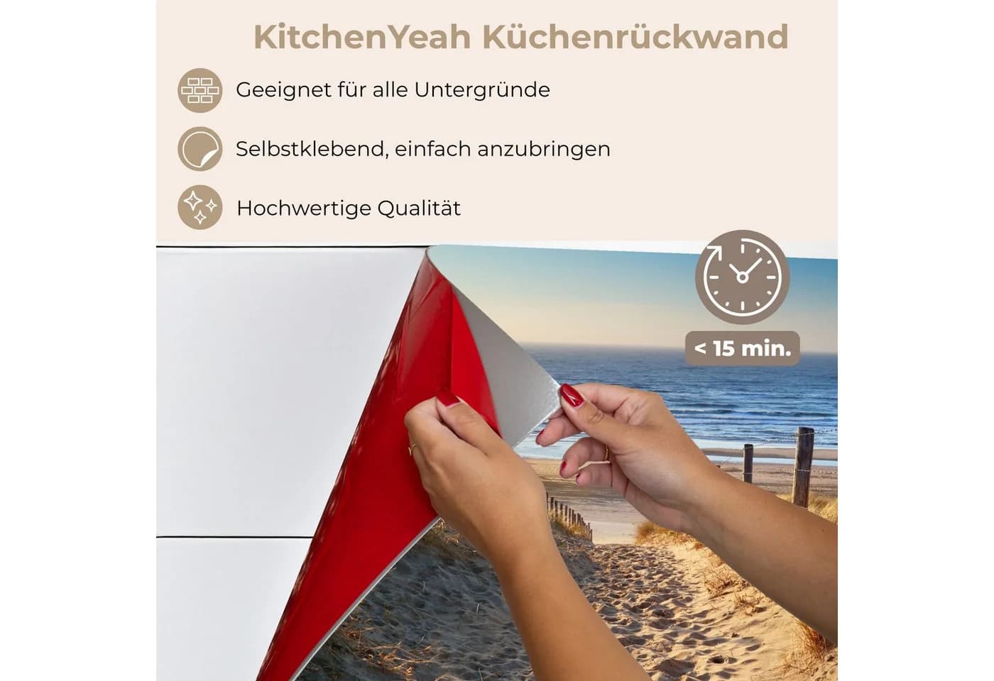 KitchenYeah Küchenrückwand selbstklebend Strand Meer Niederlande Dünen Sonne - Bild 5