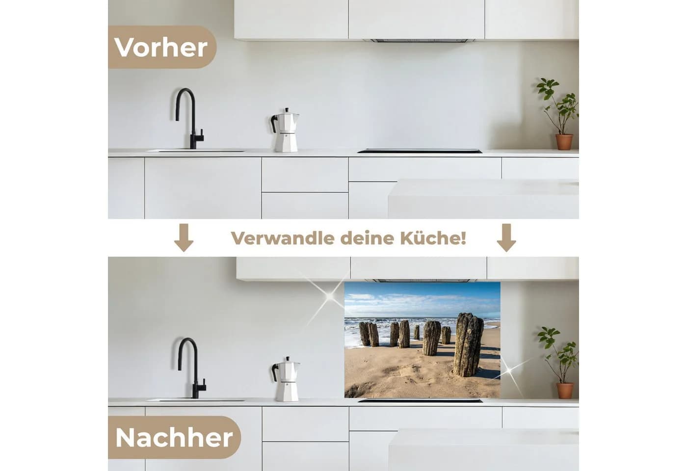 KitchenYeah Küchenrückwand selbstklebend Strand-Motiv Glasoptik - Bild 3