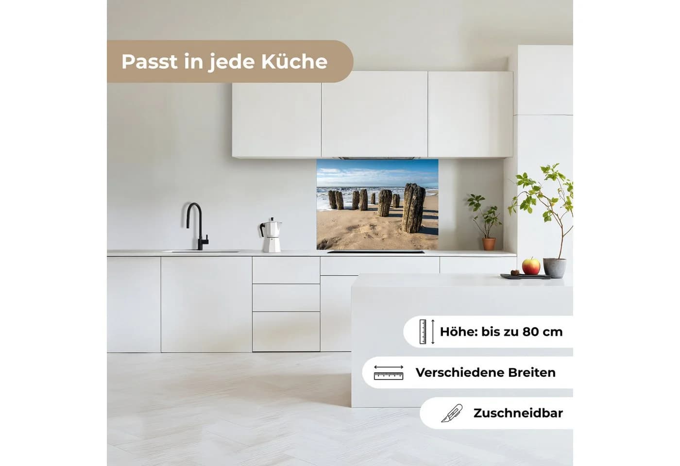 KitchenYeah Küchenrückwand selbstklebend Strand-Motiv Glasoptik - Bild 4