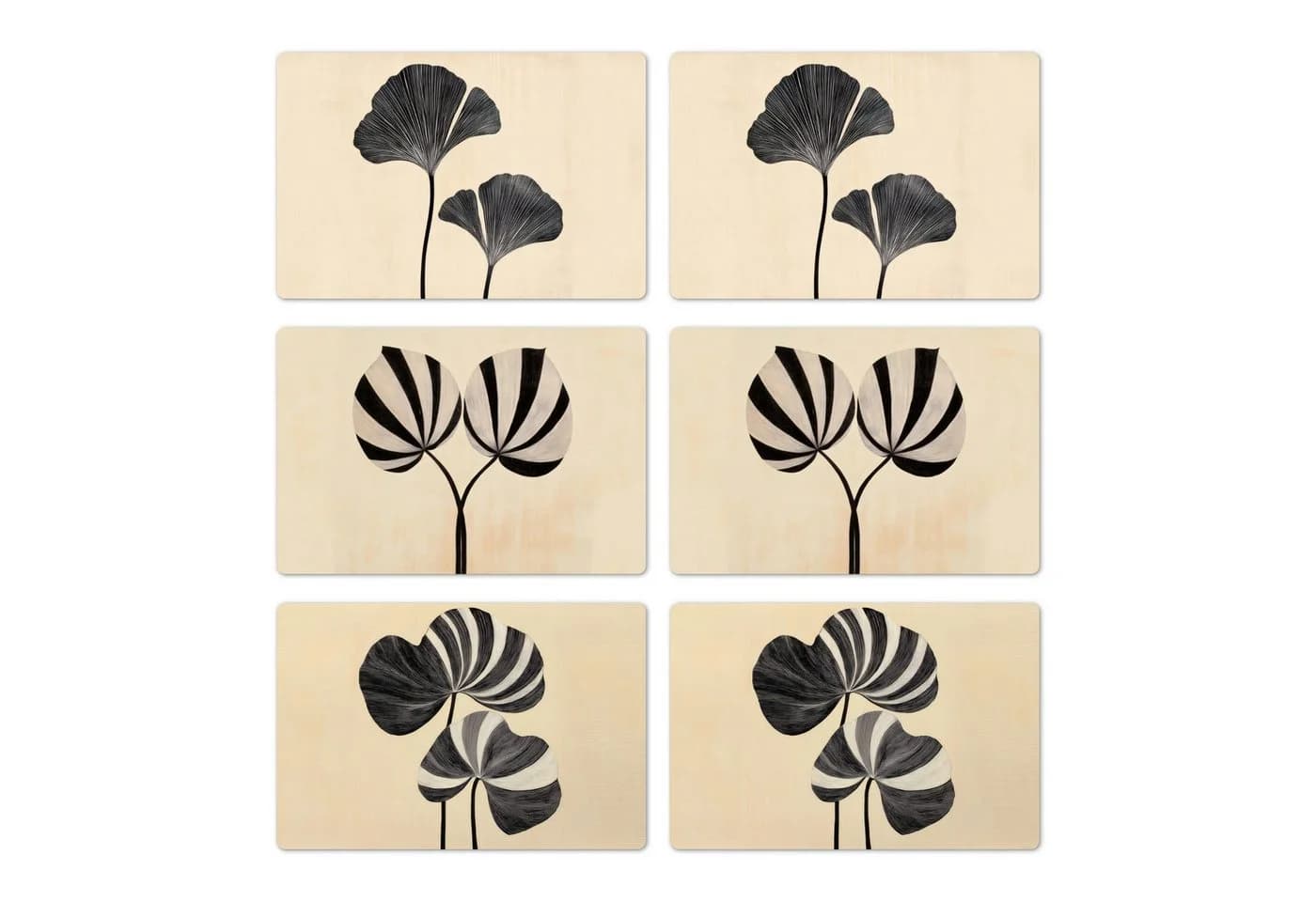 MuchoWow Platzset Neutral Flow Beige Schwarz Weiß Abstrakt 6er Set - Bild 2