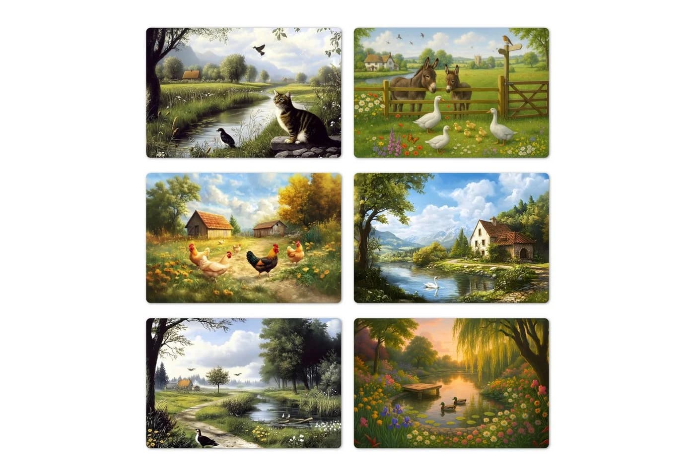 MuchoWow Platzset Nature's Charm - Ländlich - Tiere, 6-Stück, Tischset, Abwaschbar, Platzdeckchen - Bild 2