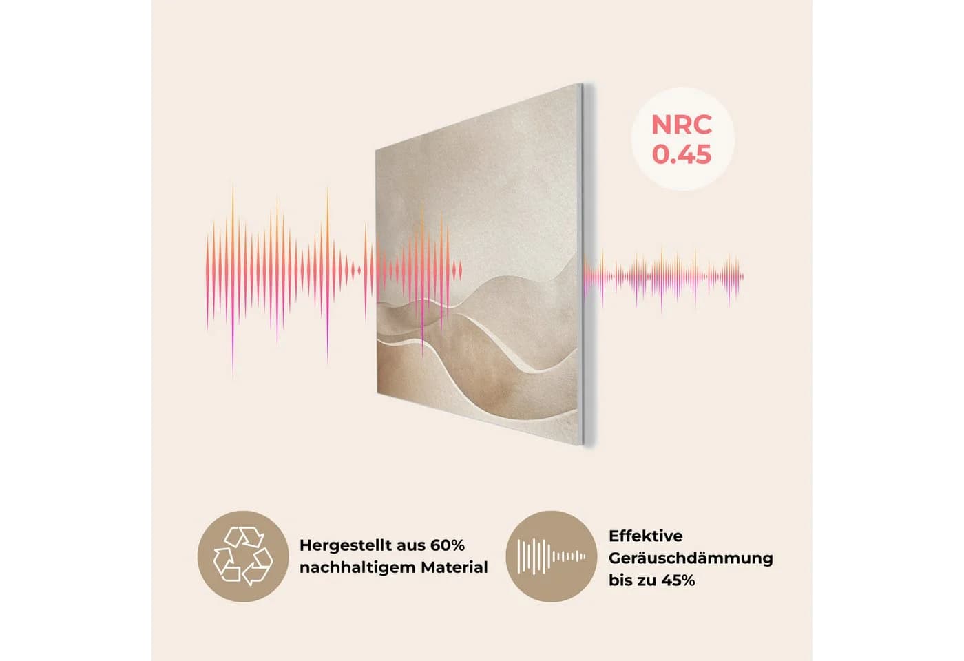 MuchoWow Akustikbild Beige Abstrakt Modern PET-Filz - Bild 5