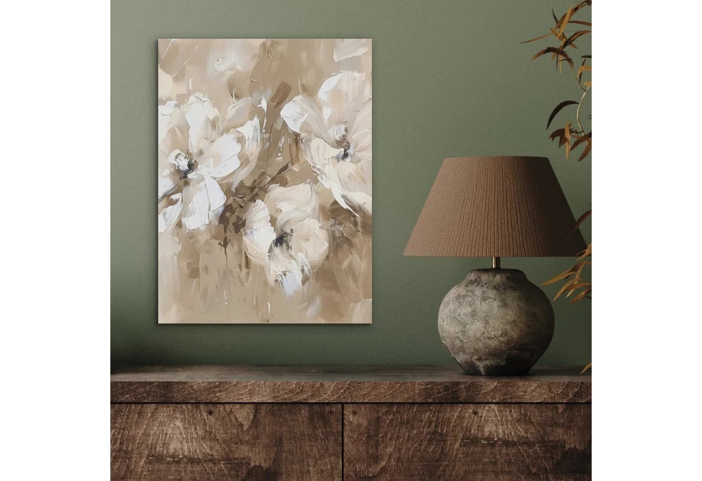 MuchoWow Gemälde Blumen - Beige - Abstrakt - Modern, Fotodruck 30x40 cm - Bild 3