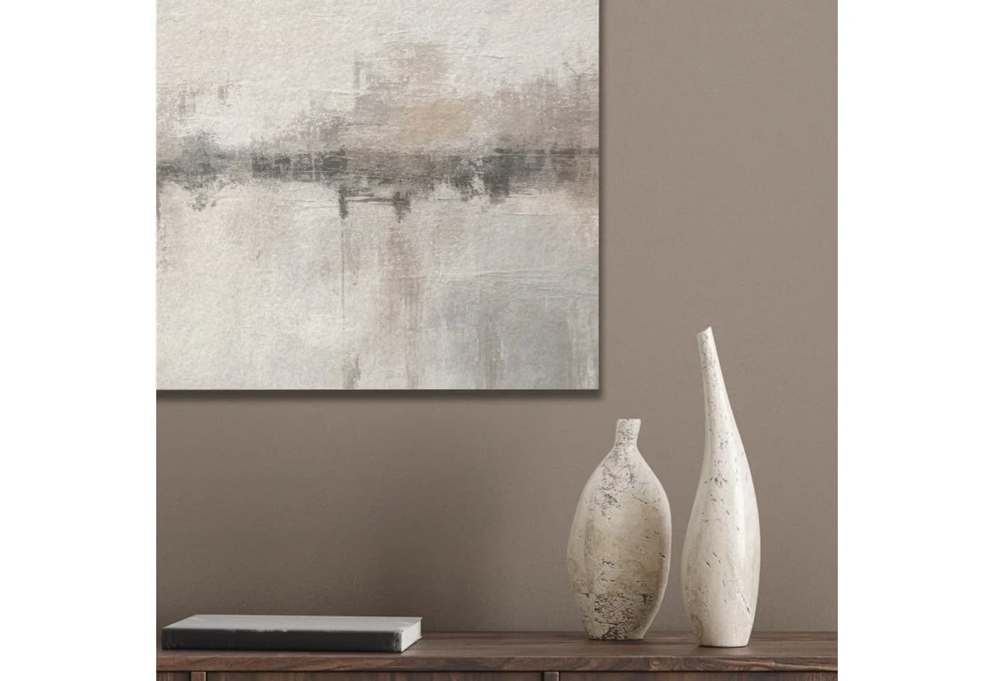 MuchoWow Akustikbild Moderne Kunst Abstrakt Beige Grau - Bild 4