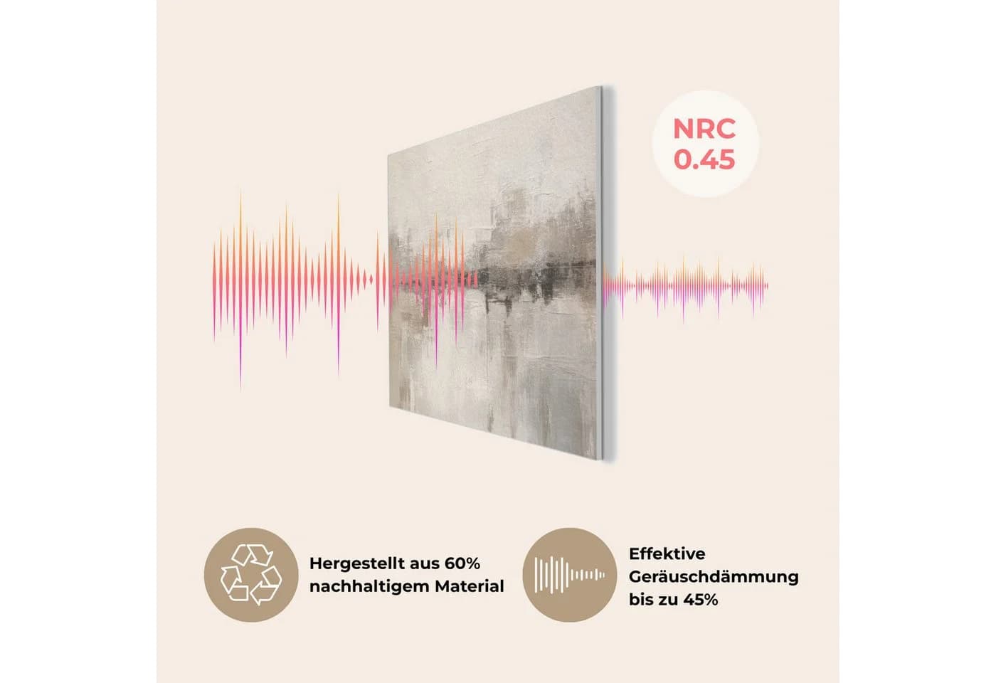 MuchoWow Akustikbild Moderne Kunst Abstrakt Beige Grau - Bild 5