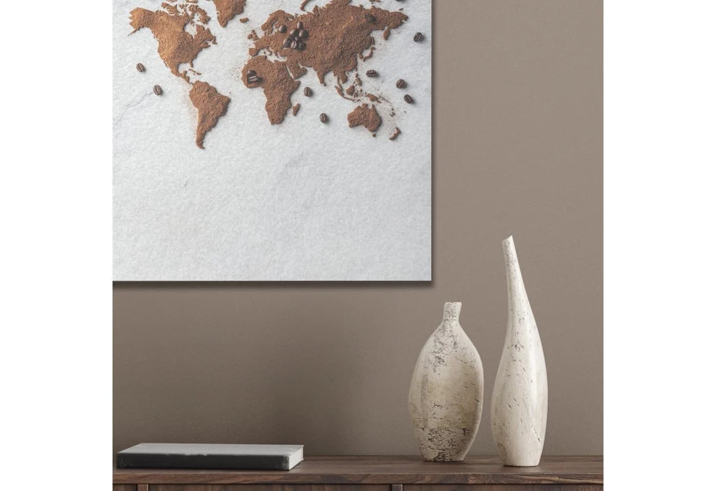 MuchoWow Akustikbild Weltkarte Kaffee Marmor PET-Filz - Bild 4
