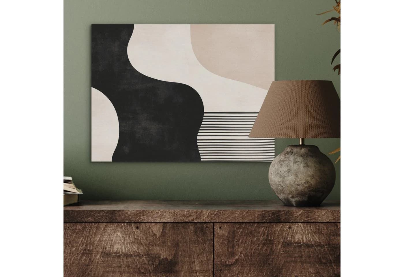 MuchoWow Akustikbild Abstrakt PET-Filz Beige/Schwarz Japandi - Bild 3