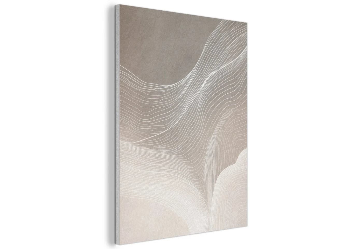 MuchoWow Akustikbild Wellenlinien Beige/Weiß PET-Filz - Bild 2