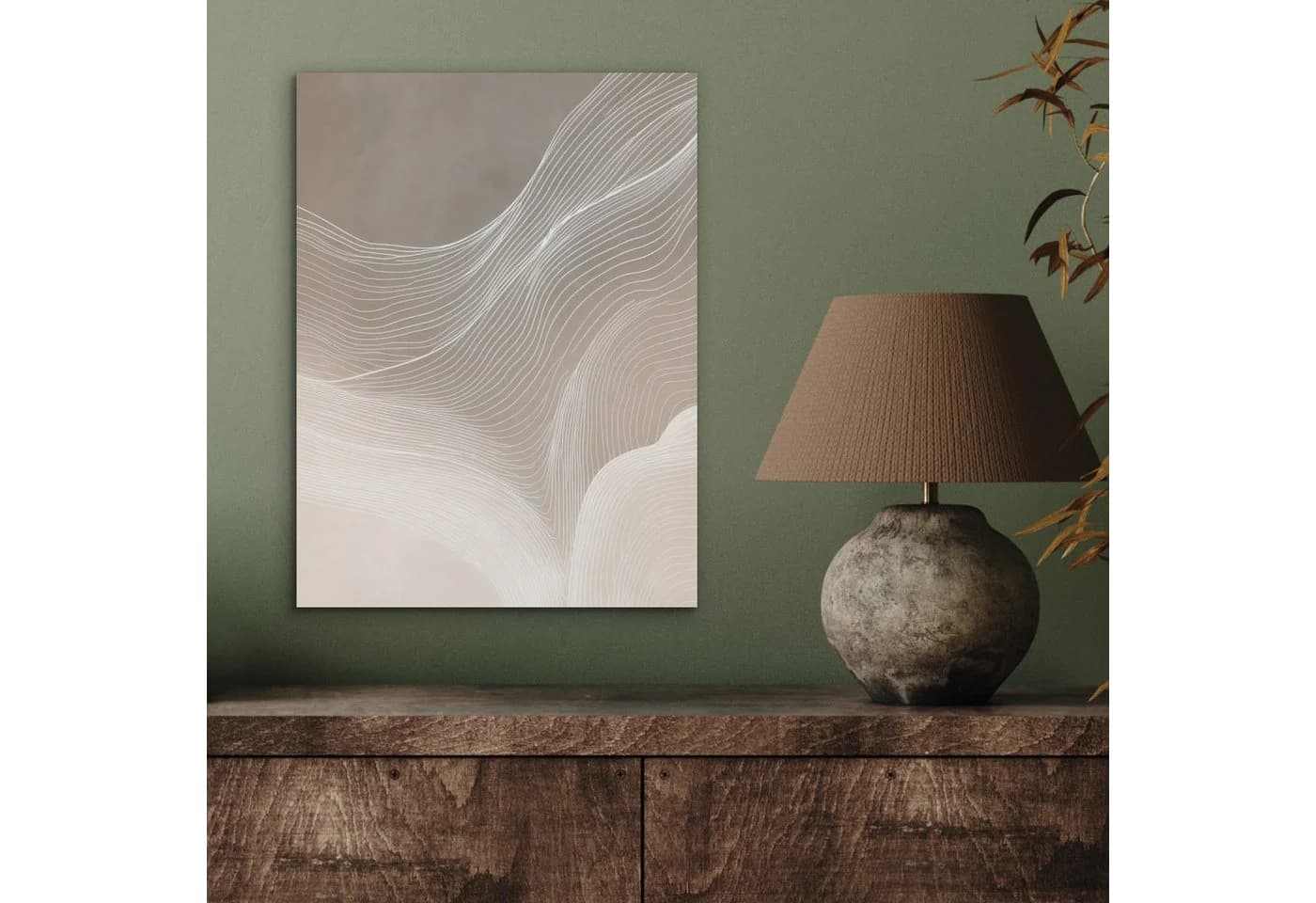 MuchoWow Akustikbild Wellenlinien Beige/Weiß PET-Filz - Bild 3