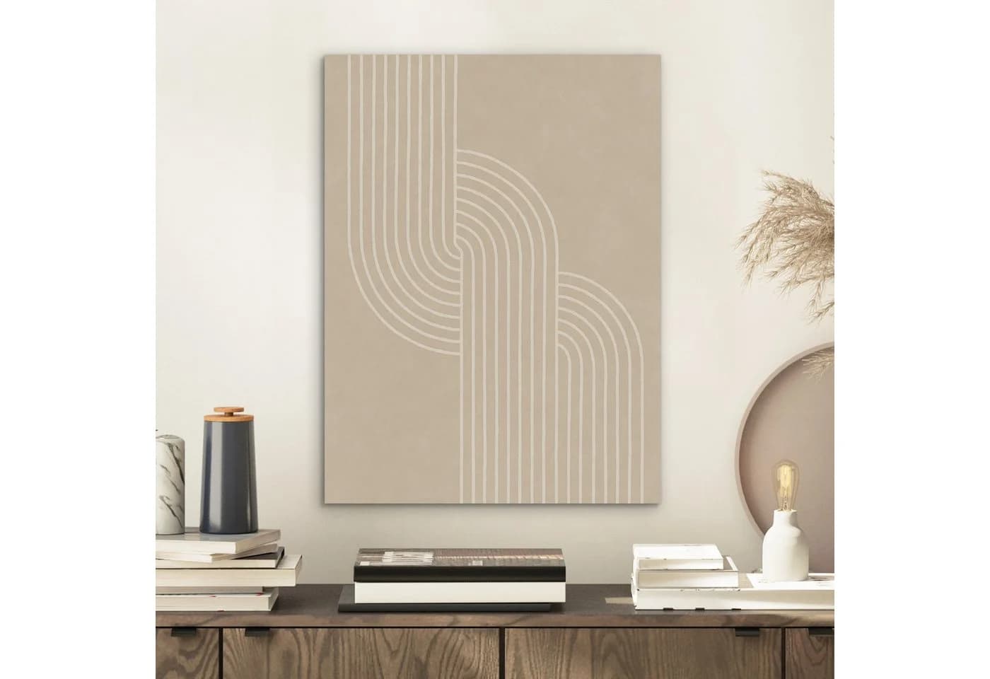 MuchoWow Akustikbild Parallele Linien Beige Fotodruck 30x40 cm