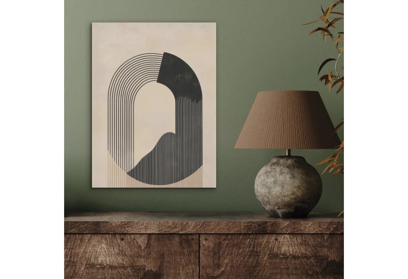 MuchoWow Akustikbild Beige Schwarz Geschwungenes Muster PET-Filz - Bild 3