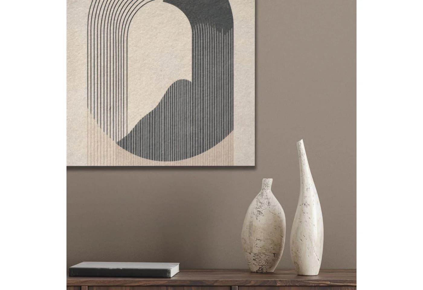 MuchoWow Akustikbild Beige Schwarz Geschwungenes Muster PET-Filz - Bild 4