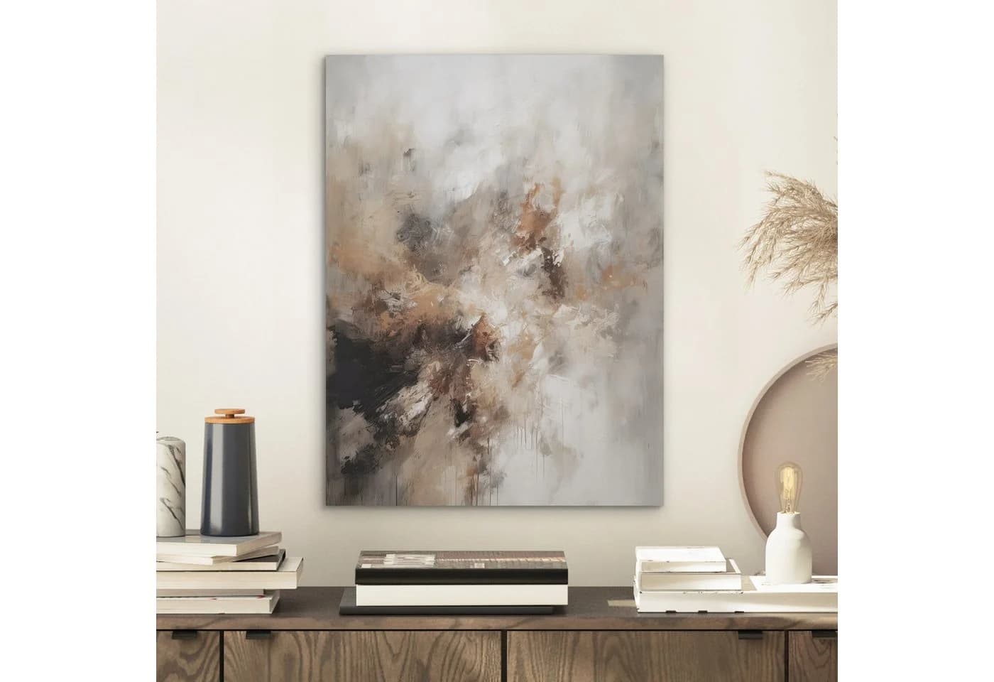 MuchoWow Akustikbild Abstrakt Beige Braun Schwarz PET-Filz