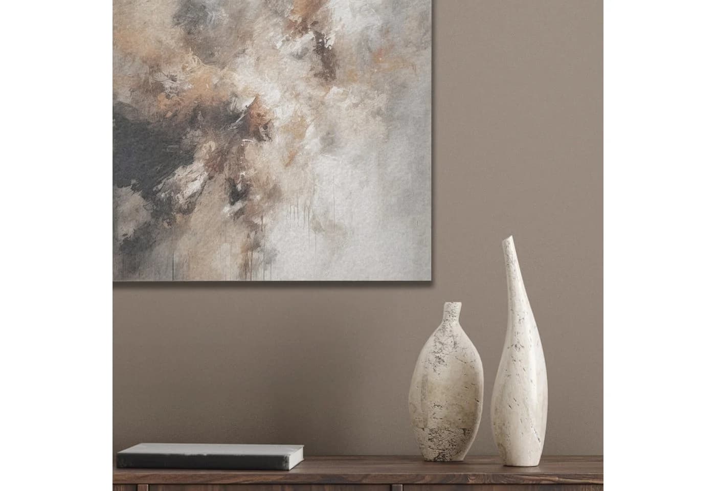 MuchoWow Akustikbild Abstrakt Beige Braun Schwarz PET-Filz - Bild 4