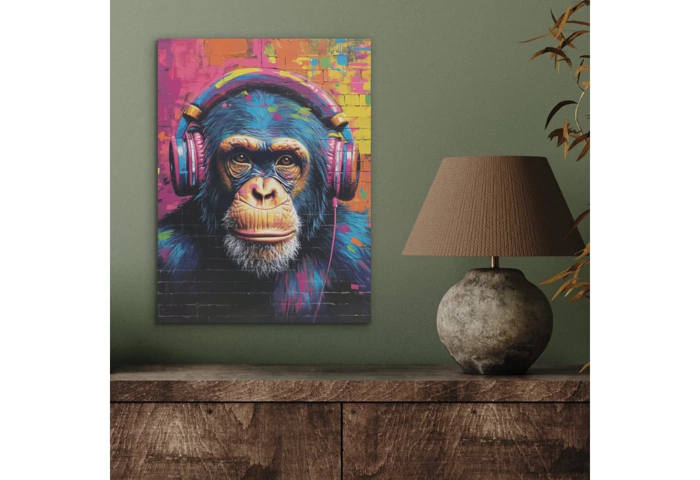 MuchoWow Akustikbild Graffiti Schimpanse Bunt PET-Filz - Bild 3