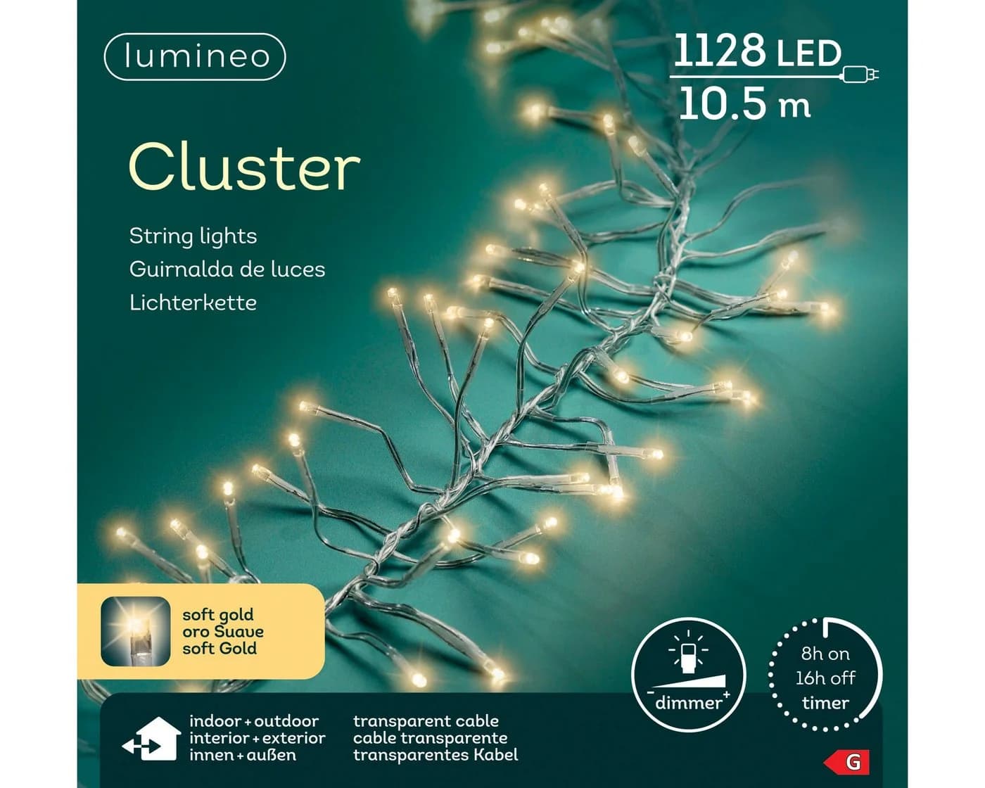 Lumineo LED-Lichterkette CLUSTER 1128 LED Soft Gold 10,5 m - Bild 2