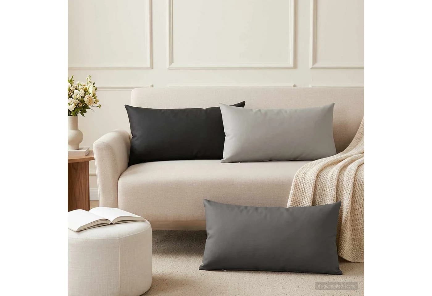 vidaXL Kissenbezug 2er-Pack Grau 40x80 cm Polyester