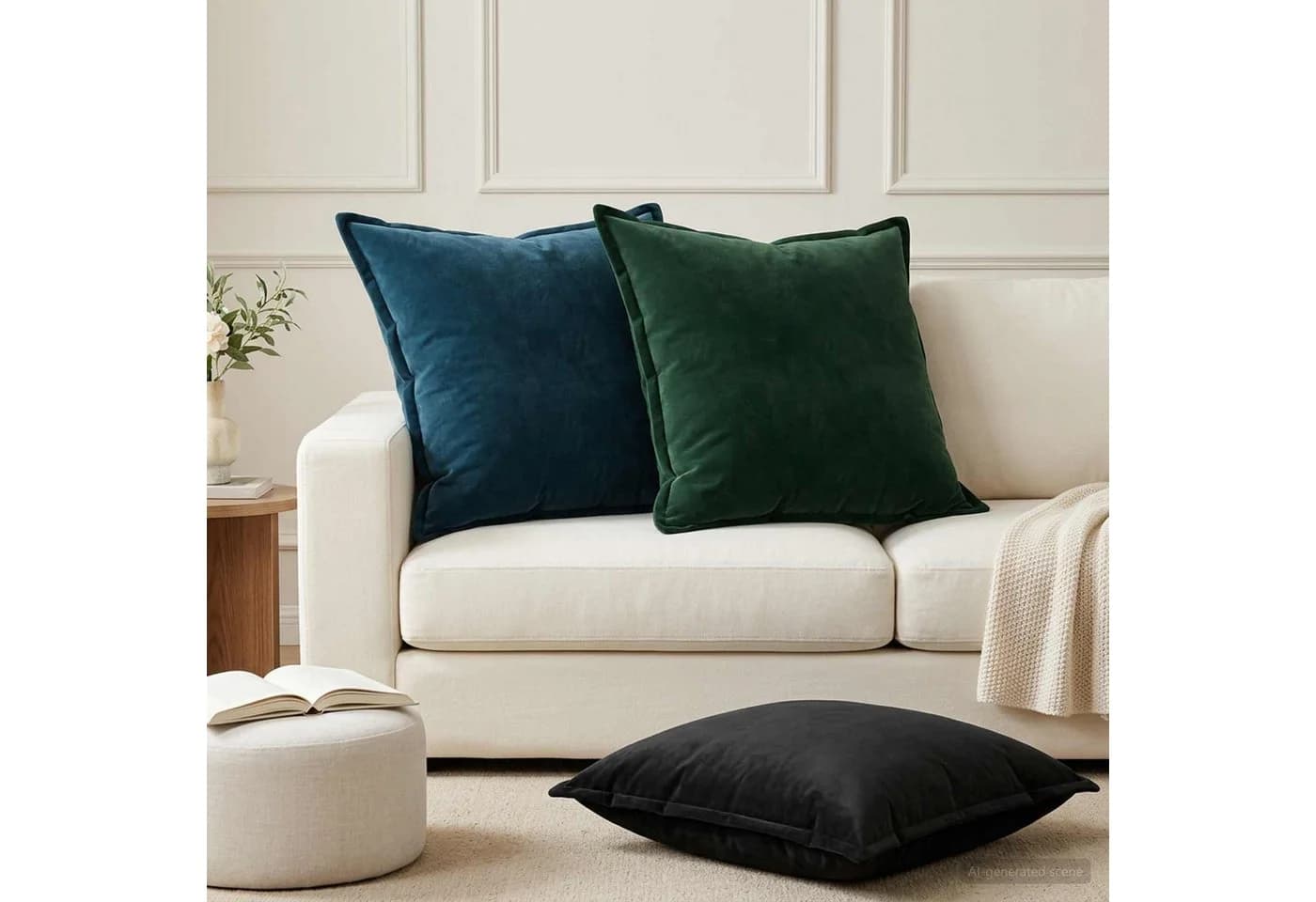 vidaXL Kissenbezug Schwarz Samt 80x80 cm 2er Pack