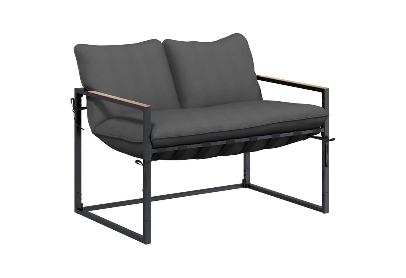 vidaXL Gartenlounge-Set Schwarz Anthrazit Stahl mit Kissen - Bild 2